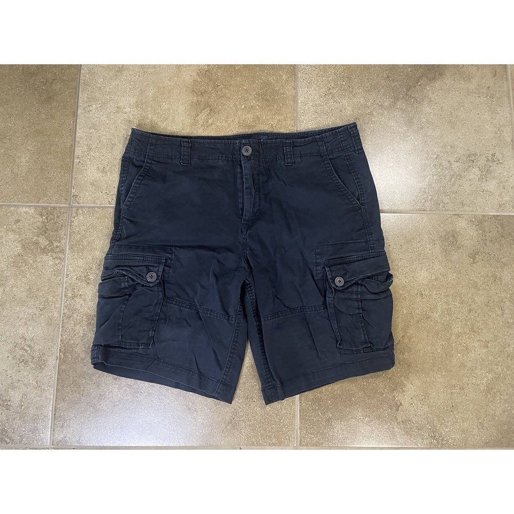 Y2K Aeropostale Cargo Shorts Mens Size 34 Black Stretch Cotton Utility Casual